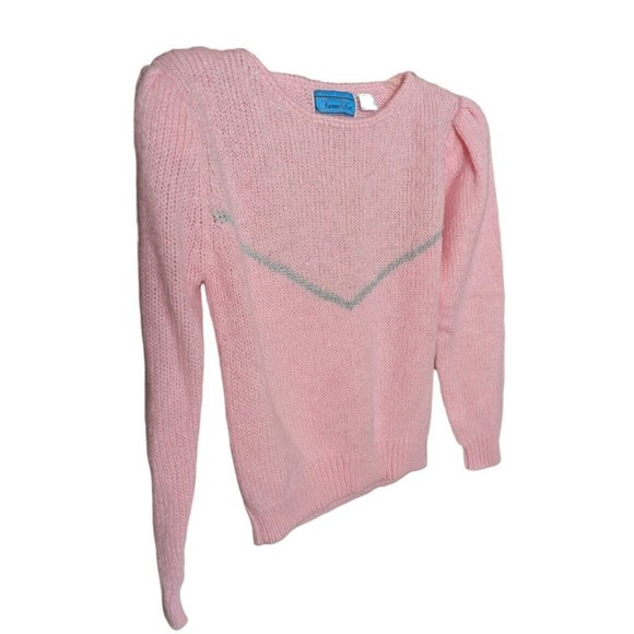 Sussan Kent Tinsel Sweater Women's M Bubblegum Pink V  Pullover 80's Vintage - Picture 5 of 6